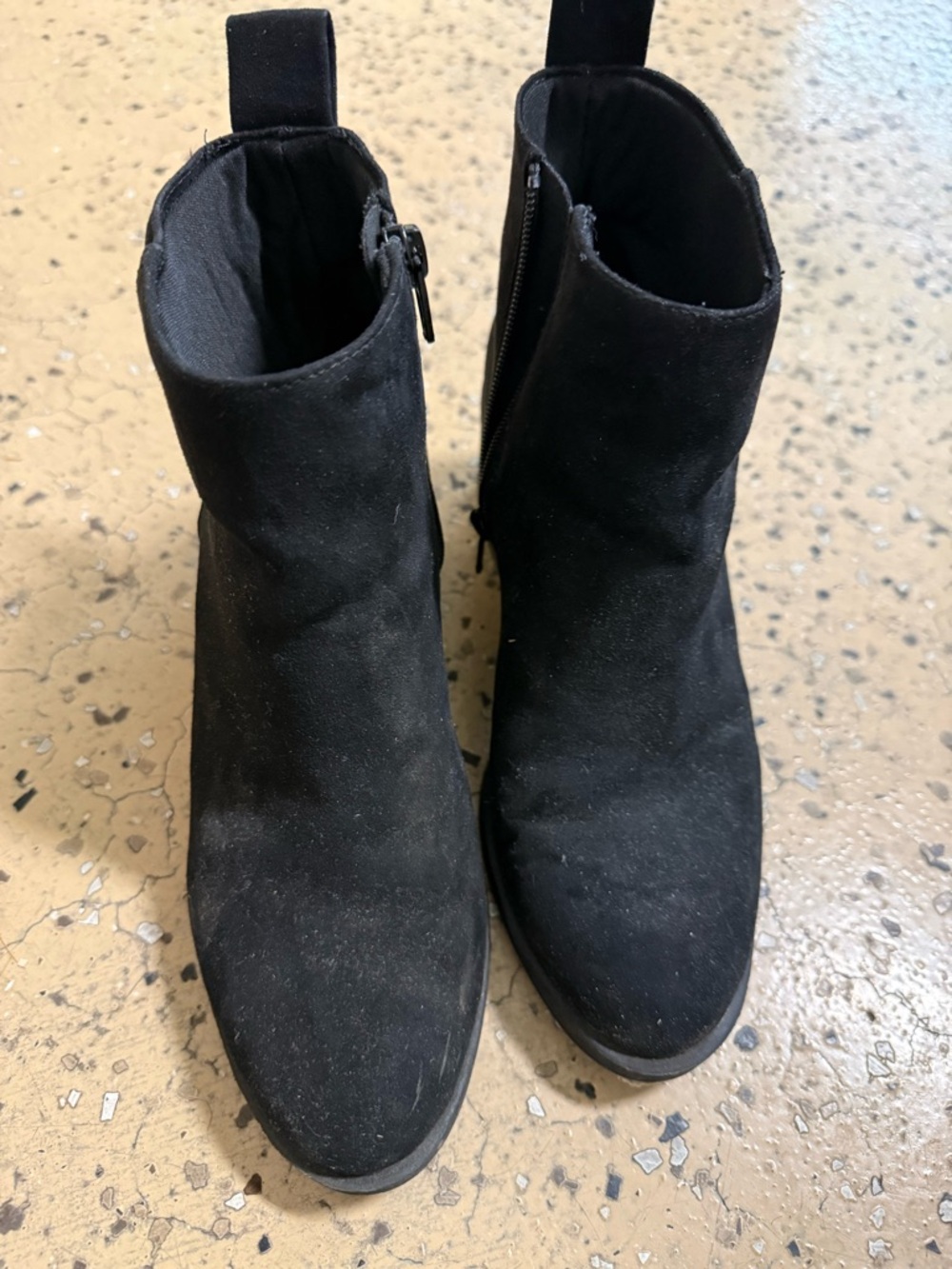 H&M Black Suede-Look Ankle Booties with Side Zip